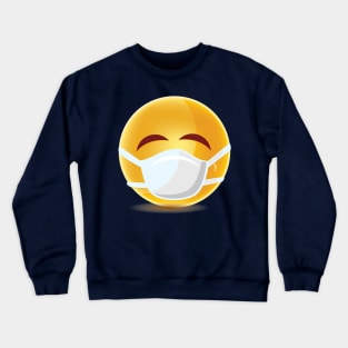 Emoji Emoticon Happy Face Mask Face Cover Pattern Crewneck Sweatshirt